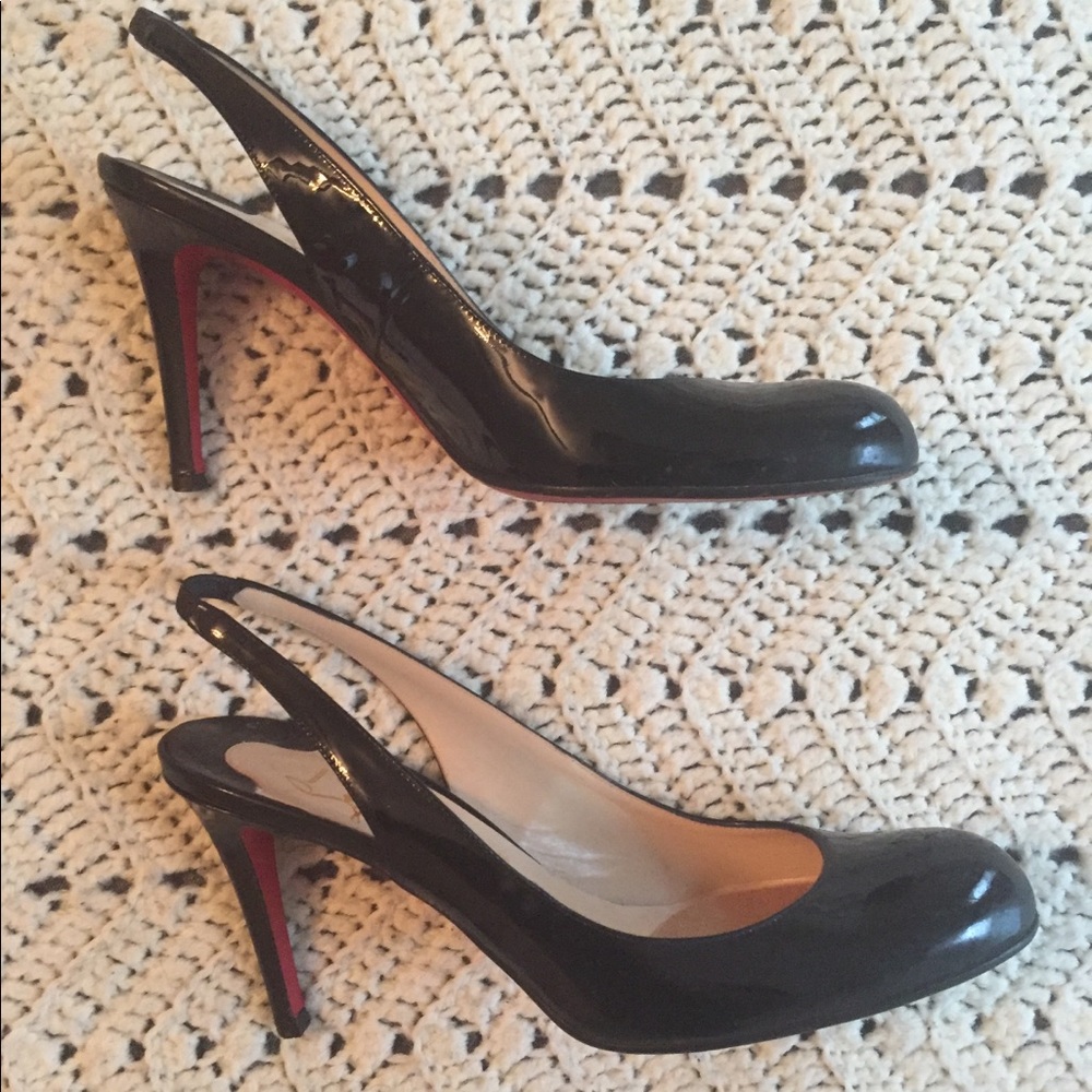Christian Louboutin. Corinette 85mm black patent.